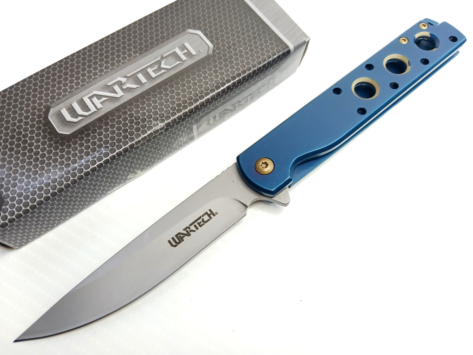 Slim Pocket Knife Blade Tip Up Carry EDC Spring Assisted Blue Frame Lock
