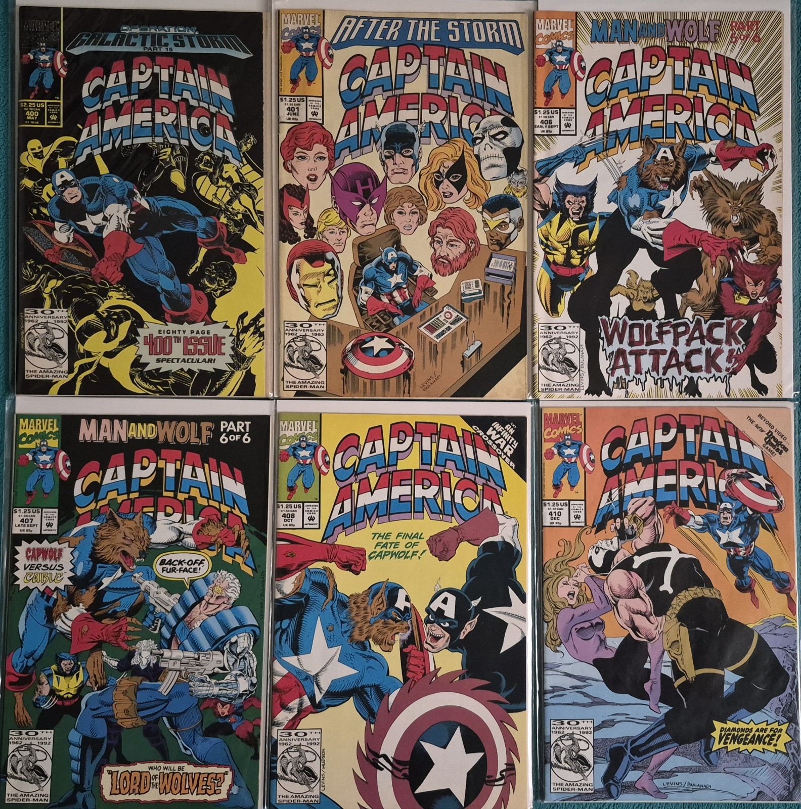 Captain America Lot of 6 Gruenwald 400 401 406 407 408 410 Marvel