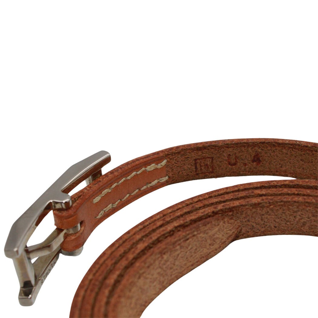 Hermes Bracelet API 3 Leather Brown Silver Hardware Accessory Stylish Belt Type