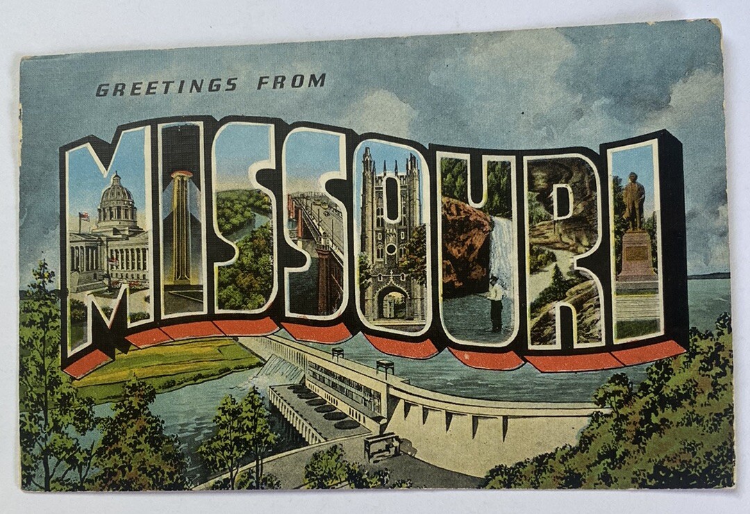 Vintage Linen Postcard ~ Large Letter Greetings From Missouri MO by EC Kropp Co