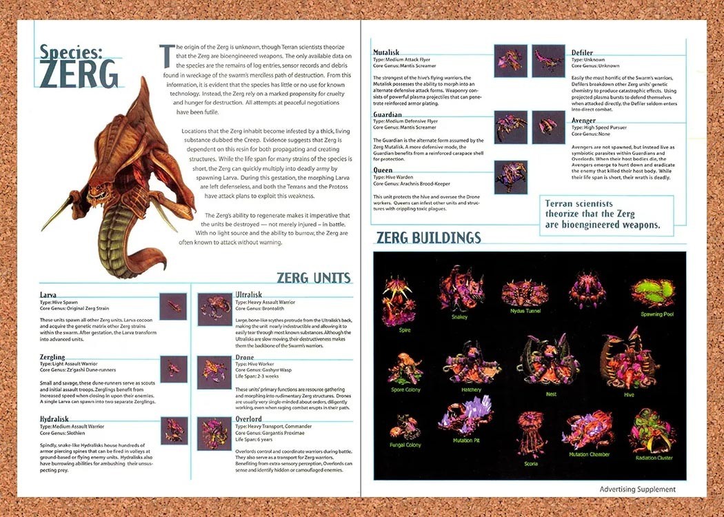 1997 StarCraft Zerg Overview Original Advertisement / Retro Promo vr3