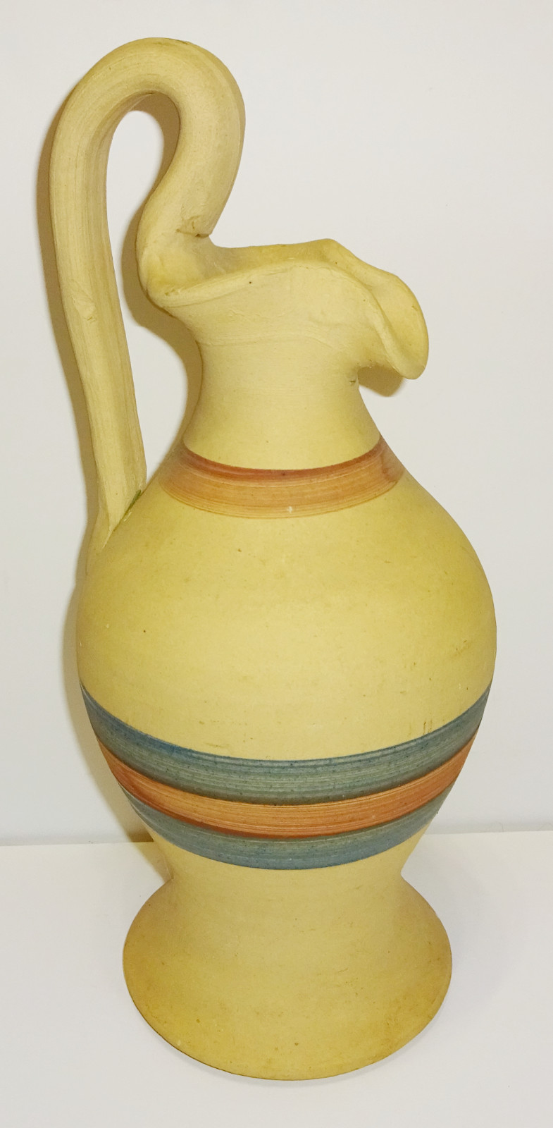 Vintage Hand Made Painted Decorative Clay Pitcher Jug