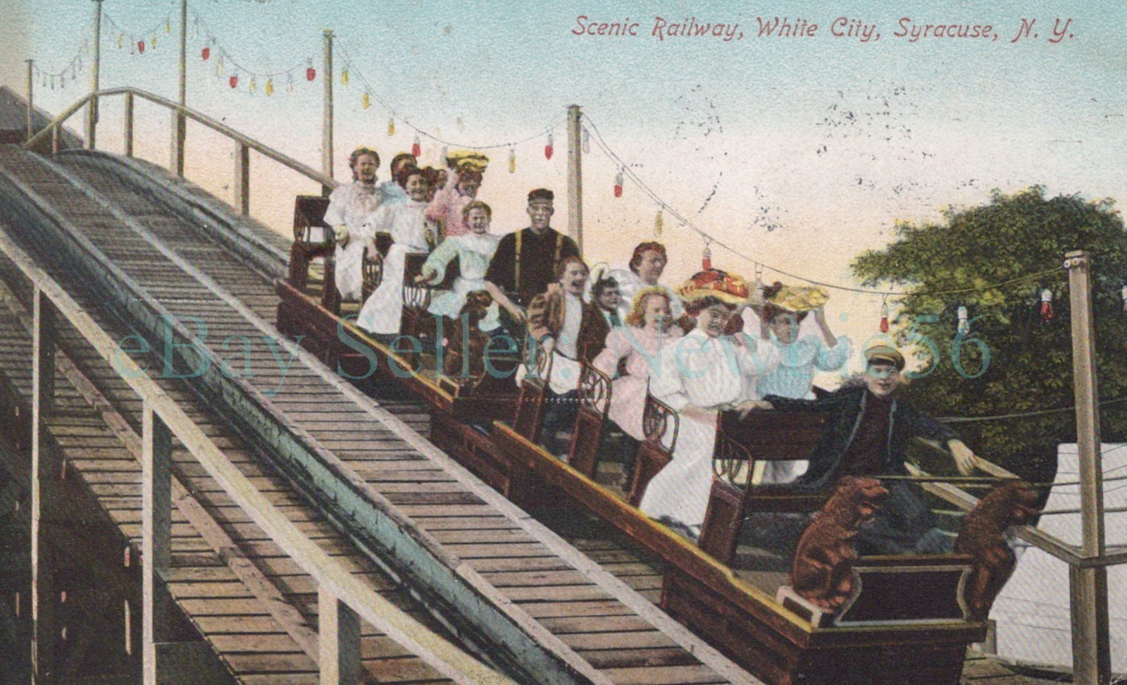 Syracuse NY – EARLY ROLLERCOASTER AT WHTIE CITY AMUSEMENT PARK – Postcard