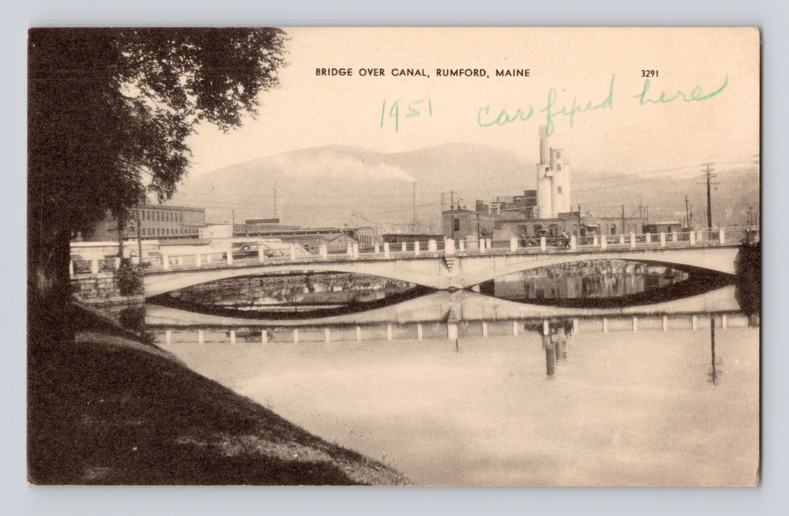 Postcard Maine Rumford ME Canal Bridge 1950s Unposted Black & White
