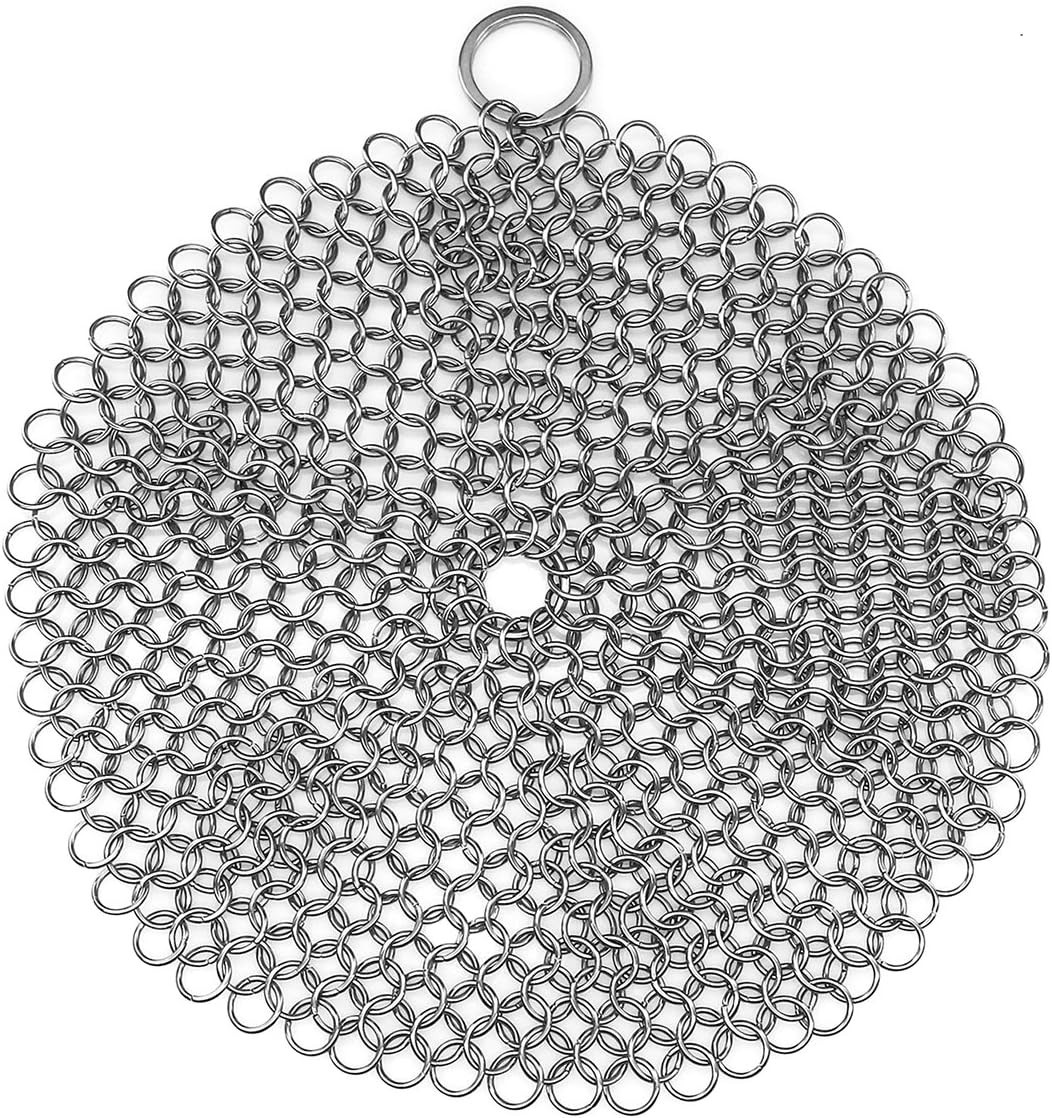 7-Inch 316L Stainless Steel Chainmail Scrubber for Cast Iron Cookware