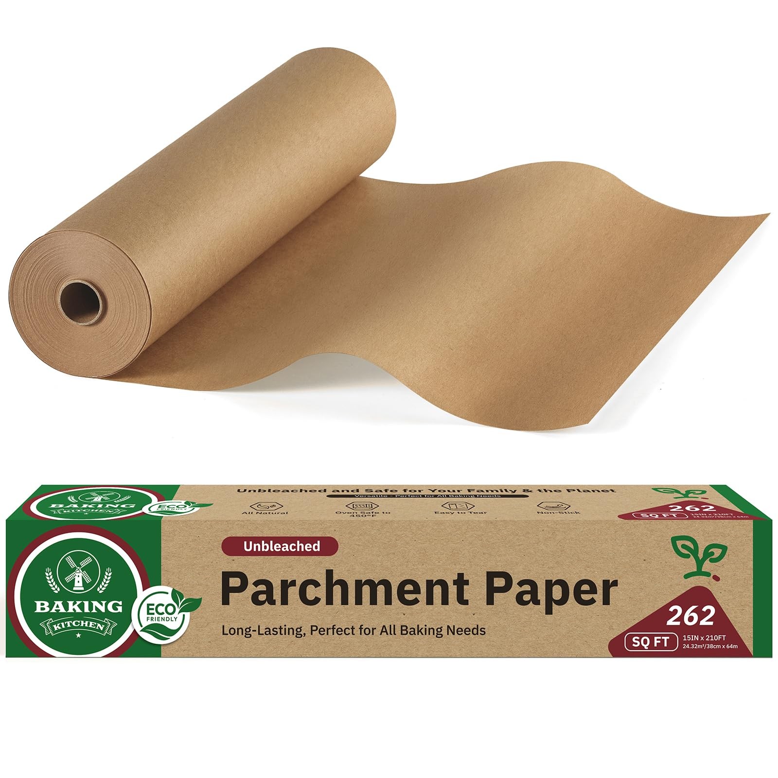 Unbleached 15in x 210ft Parchment Paper Roll for Baking- 15 x 210,
