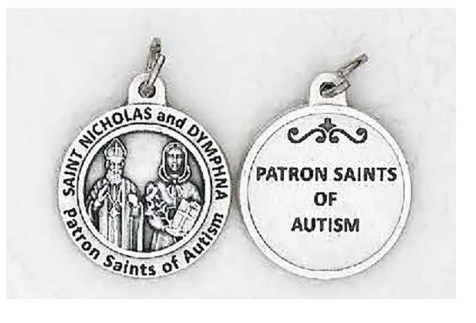 Saint Dymphna & St. Nicholas – Patron Saints of Autism – 3/4 inch Medal