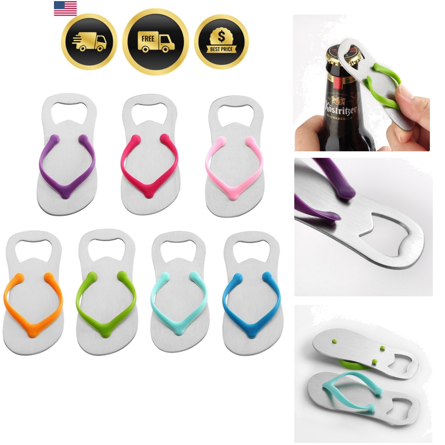 7 pack Flip-flop Bottle Opener, Gift Wrap for Each Opener