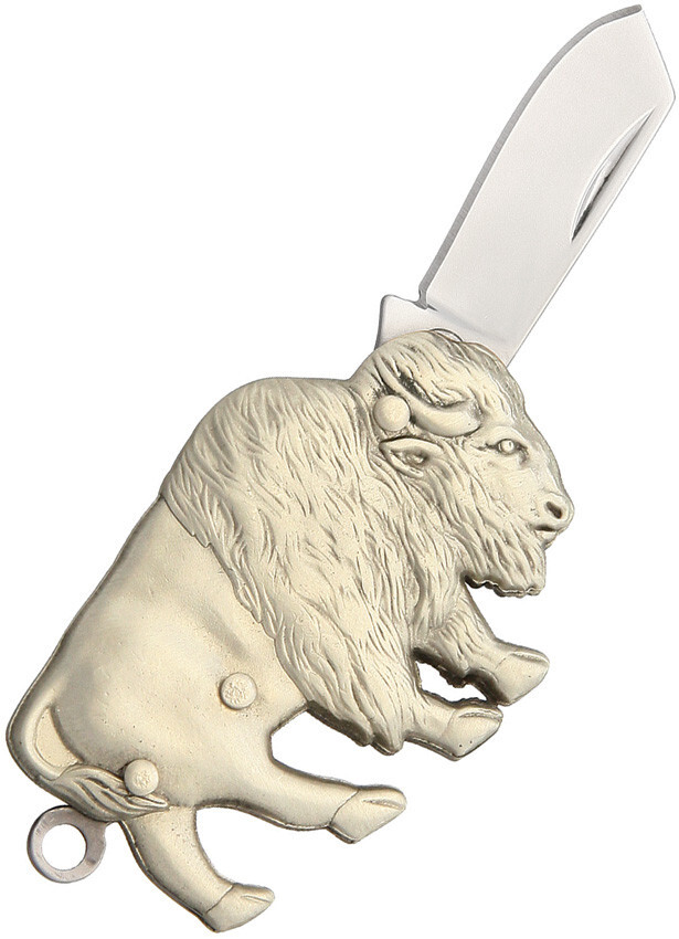 “BUFFALO” FIGURAL HANDLES NOVELTY KNIFE, 1.88″ CLOSED, 1.00″ SS BLADE, NV271