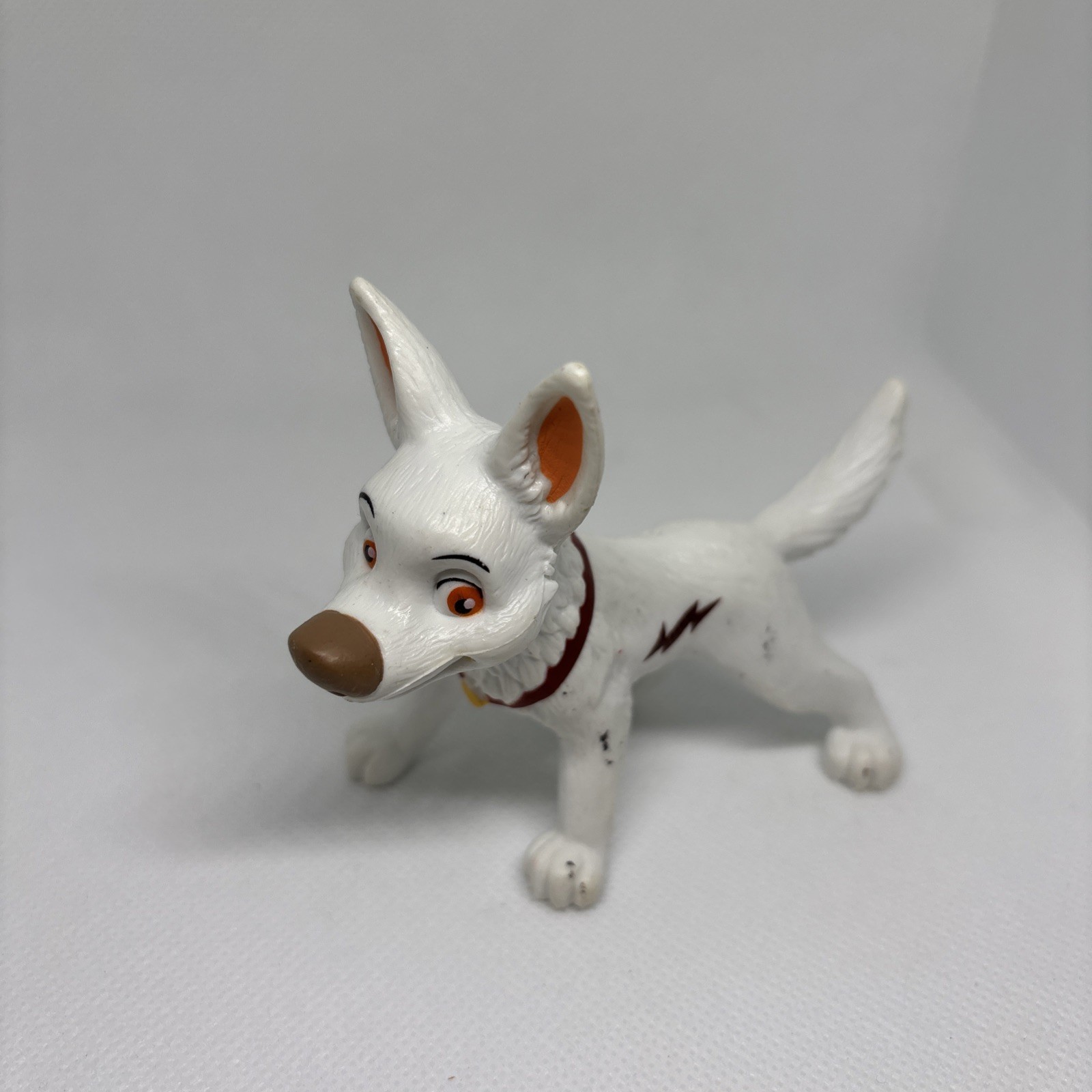 Disney Movie BOLT Dog Toy White PVC Figure 3.75 in Hard to Find Rare Cake Topper