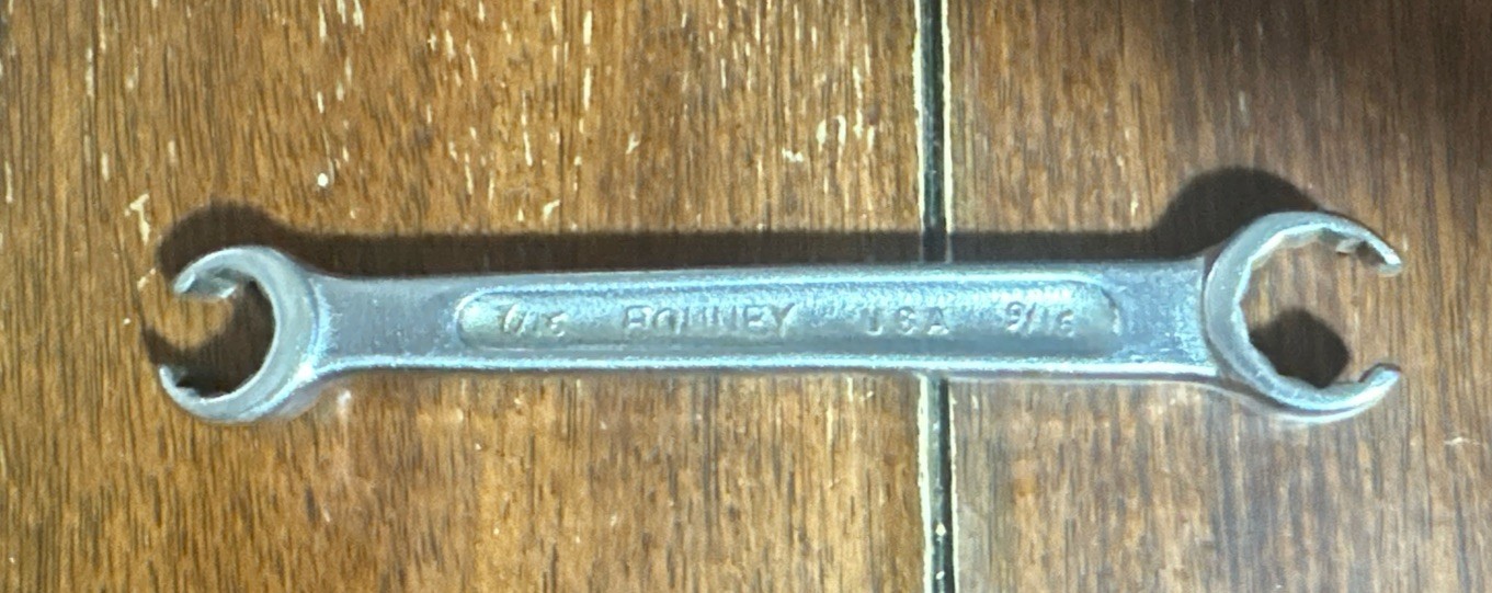 Vintage Bonney Open Flare Nut Line Wrench, 7/16” 9/16” 2618 USA