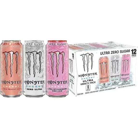 Monster Energy Ultra Variety Pack PKZSD, Sugar Free Energy Drink, 12 Pack – 16 f