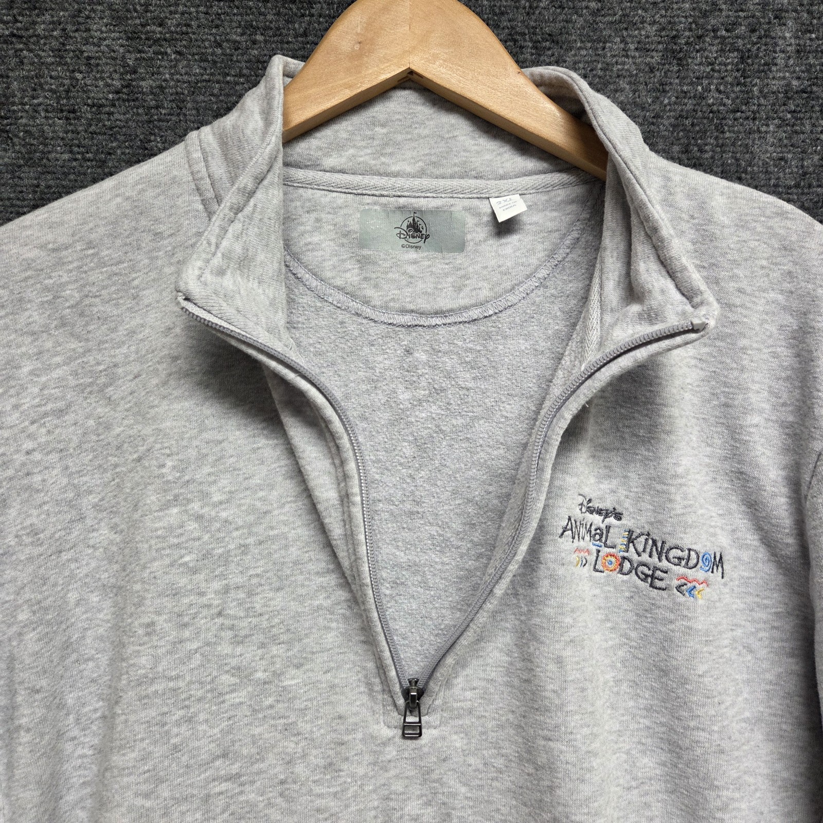 Disney Parks Pullover Womens 2XL Gray Animal Kingdom Lodge 1/4 Zip Sweatshirt