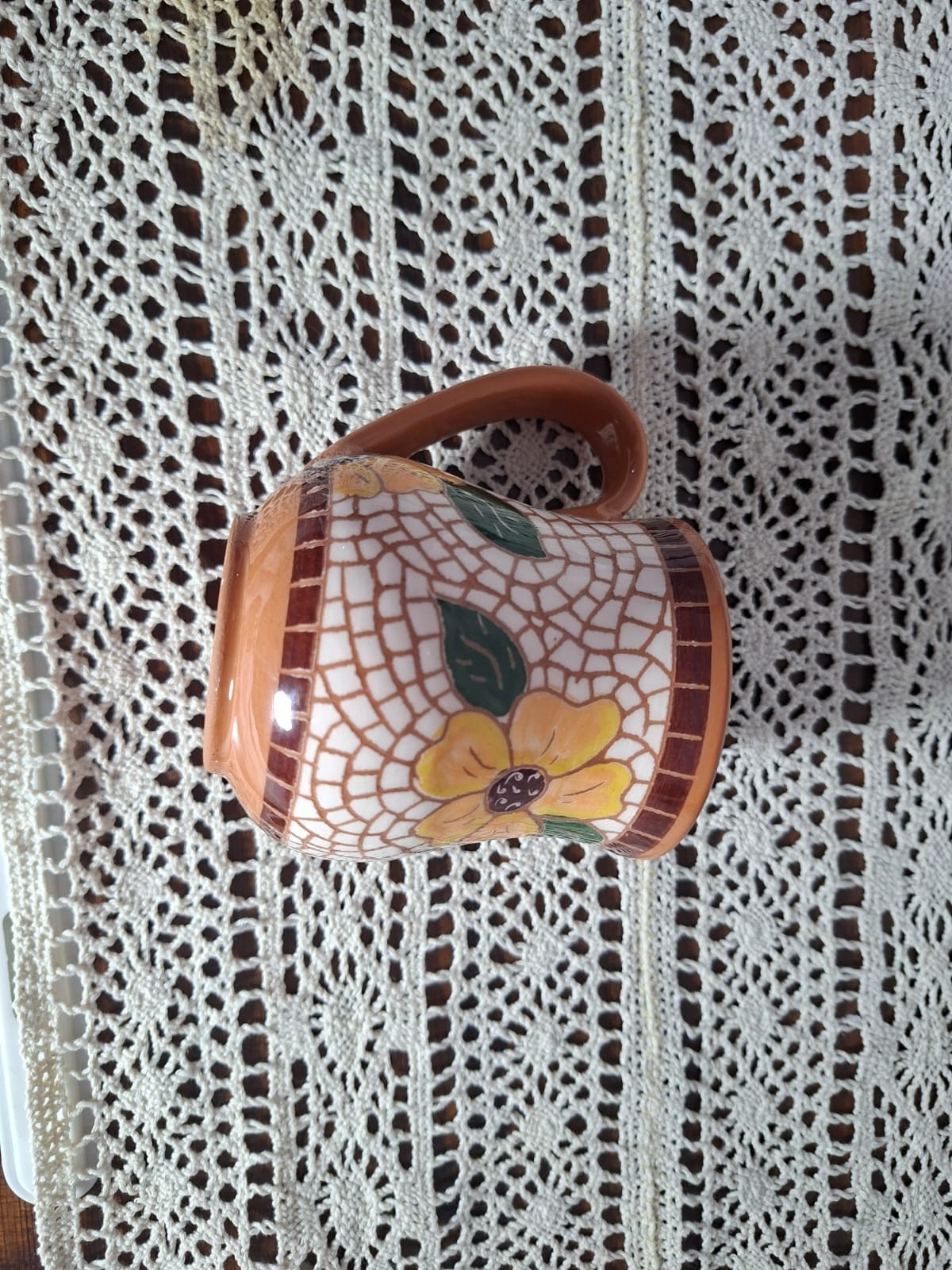 Handmade Jordanian Pottery Cup Mosaic Painted Ceramic Mug Modern Home Decor