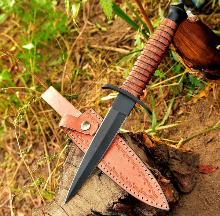 Double Edge Fixed Blade Knife Stainless Steel Boot Knife with Sheath Hunting