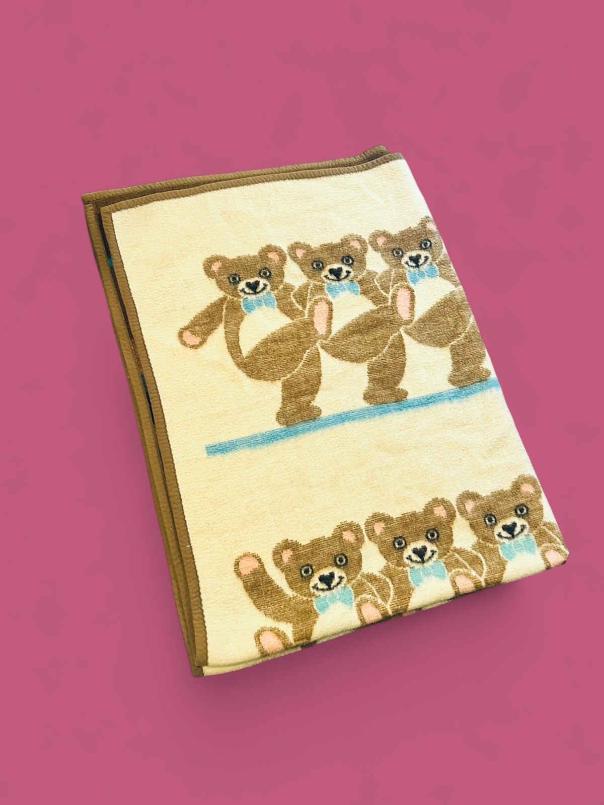 Vintage Kitschy Cottagecore Teddy Bear Acrylic Throw Blanket