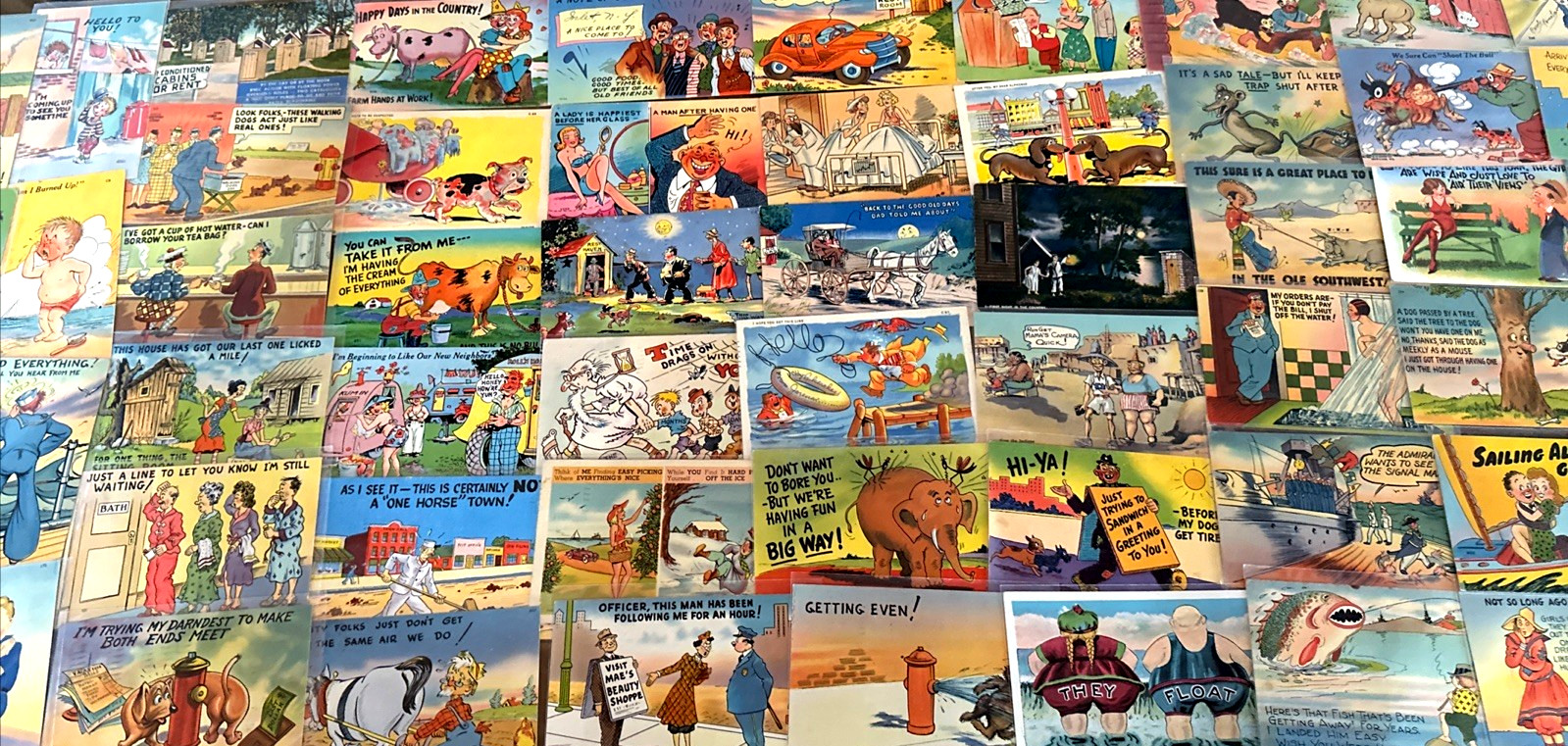 BIG Lot of 55 Vintage~Linen~Comic~Postcards~Mixed Topics ~Funny Humor~r-788