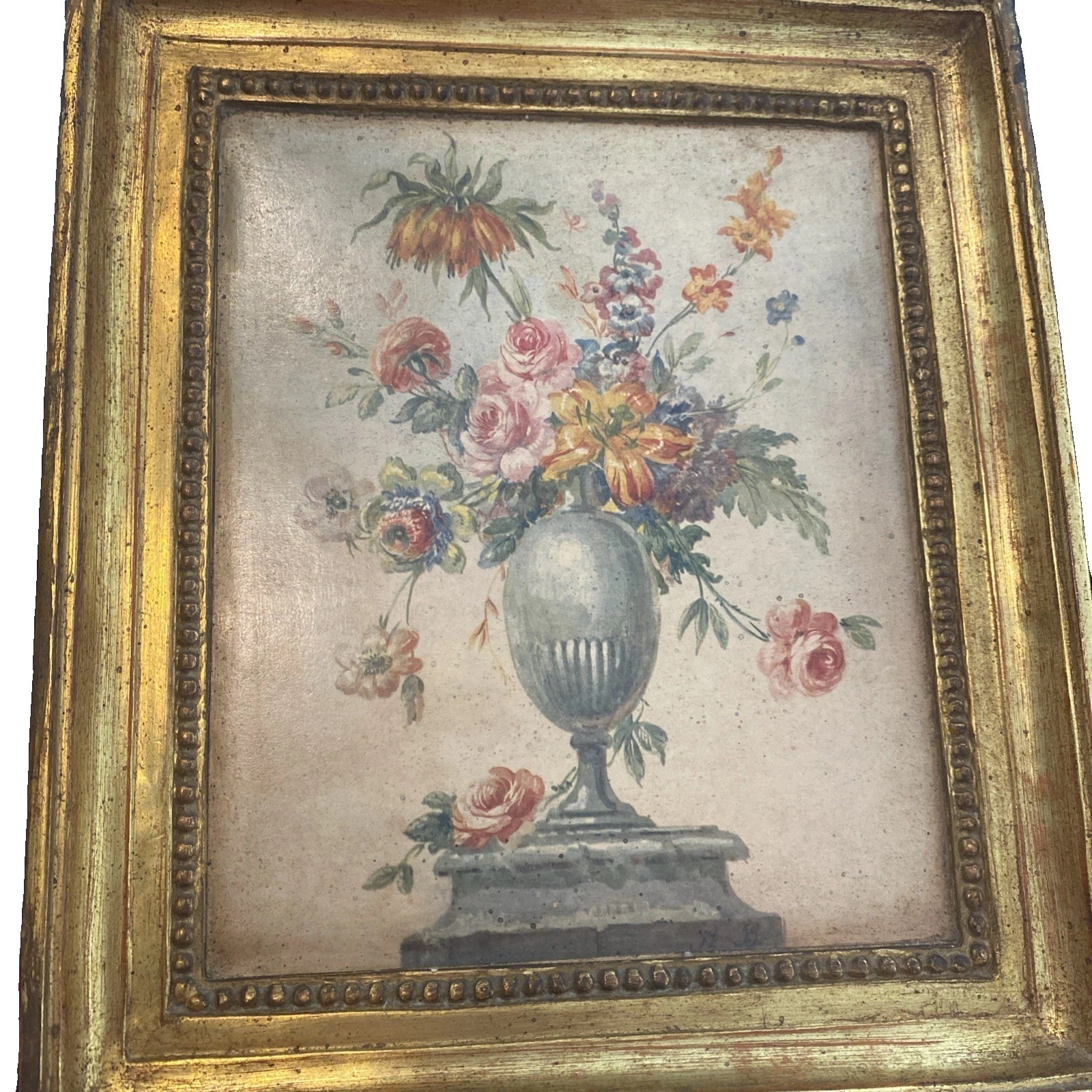 Borghese Italian Ornate Gold Gilt Plaster Frame Floral Art 13 X 11”