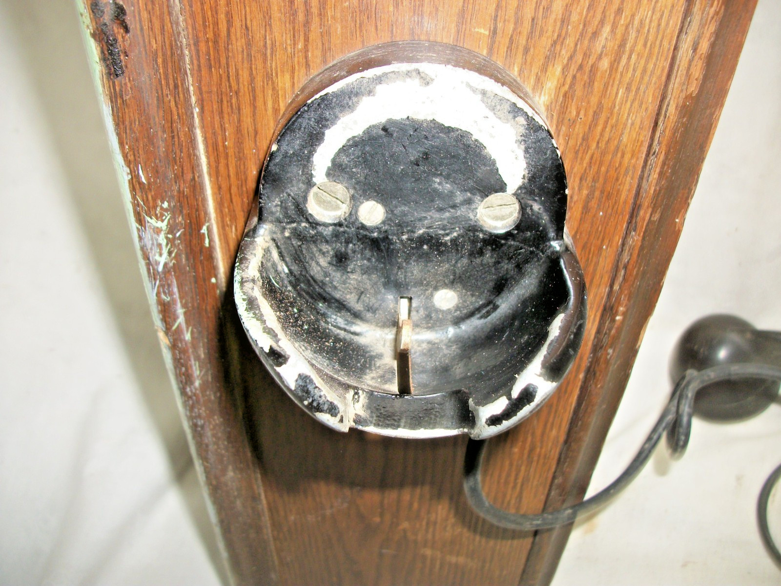 Railroad wood wall phone with handset