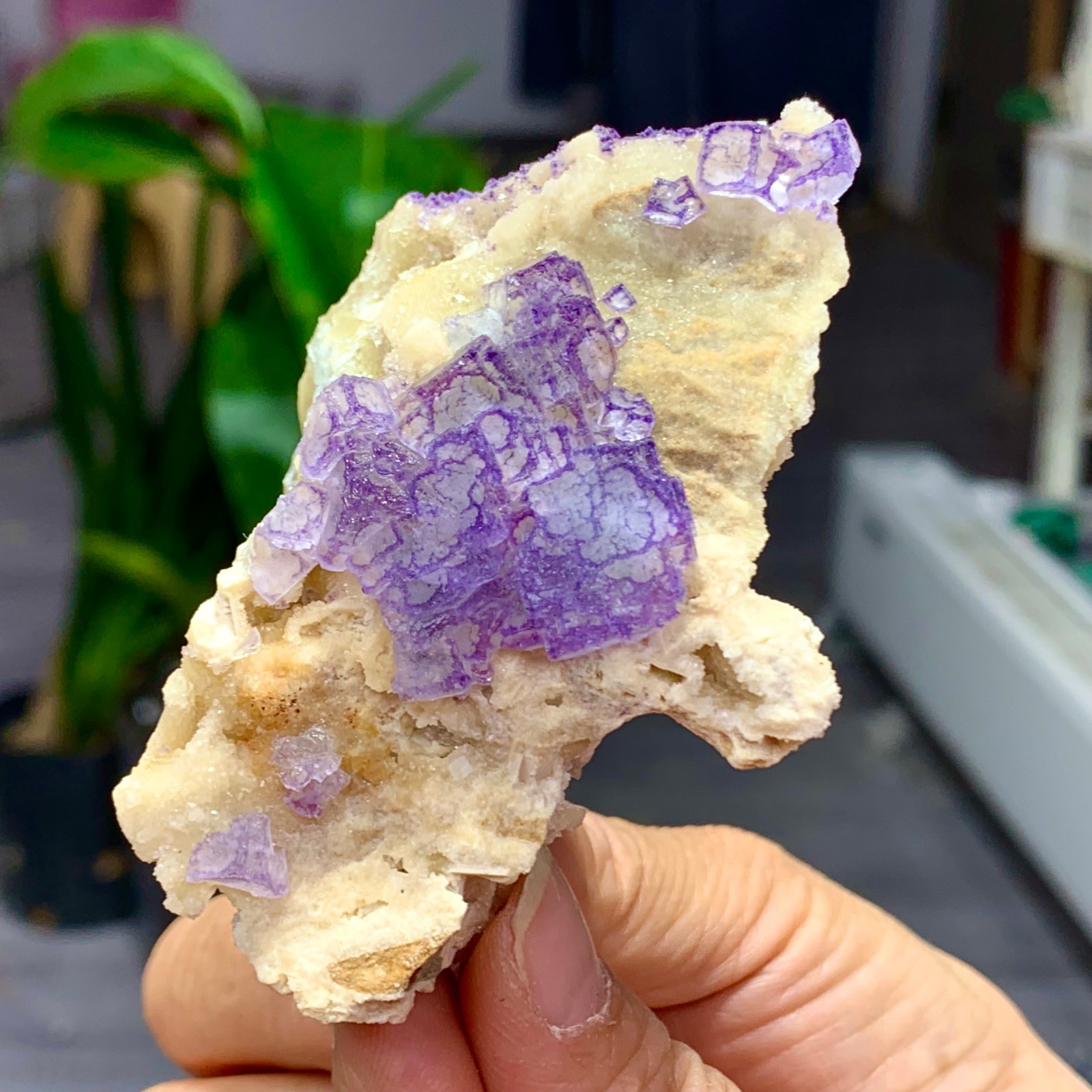 150G Natural Purple green QR code fluorite Cube Crystal Mineral Specimen