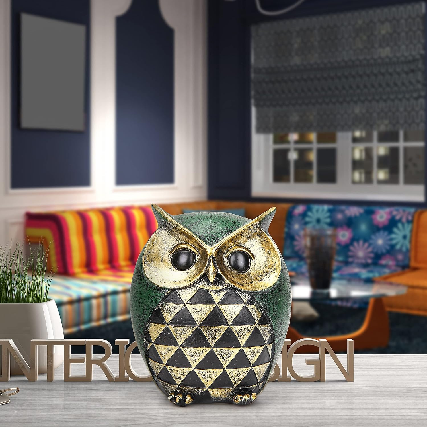 Owl Statue for Home Decor Accents,Owl Decor for Modern Bathroom Bookshelf Bedroo