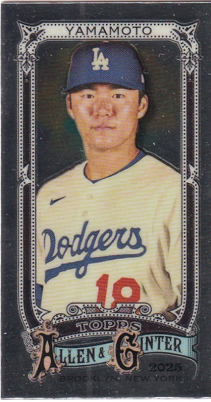 2025 Topps Allen & Ginter MLB No. 138 Yoshinobu Yamamoto Chrome Mini Card