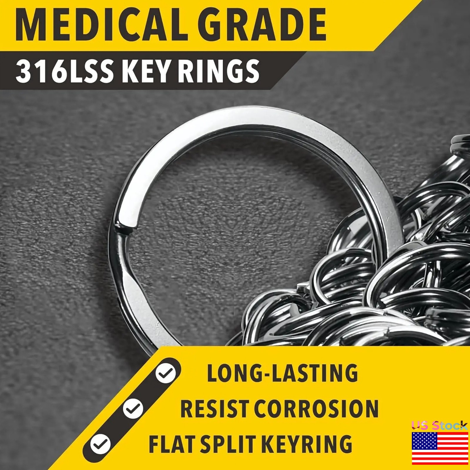 10/30pcs Stainless Steel Split Key Rings Round Keychain Ring for DIY Crafts