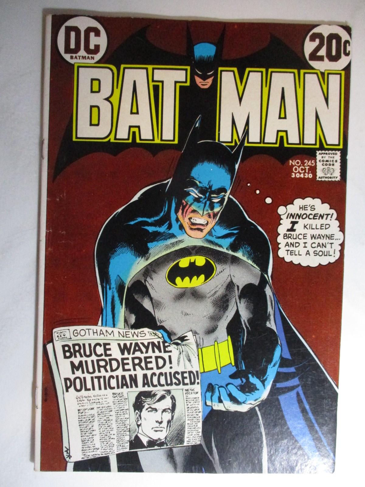 Batman #245 Bruce Wayne Murdered, Neal Adams Art, Fine-, 5.5, OWW Pages