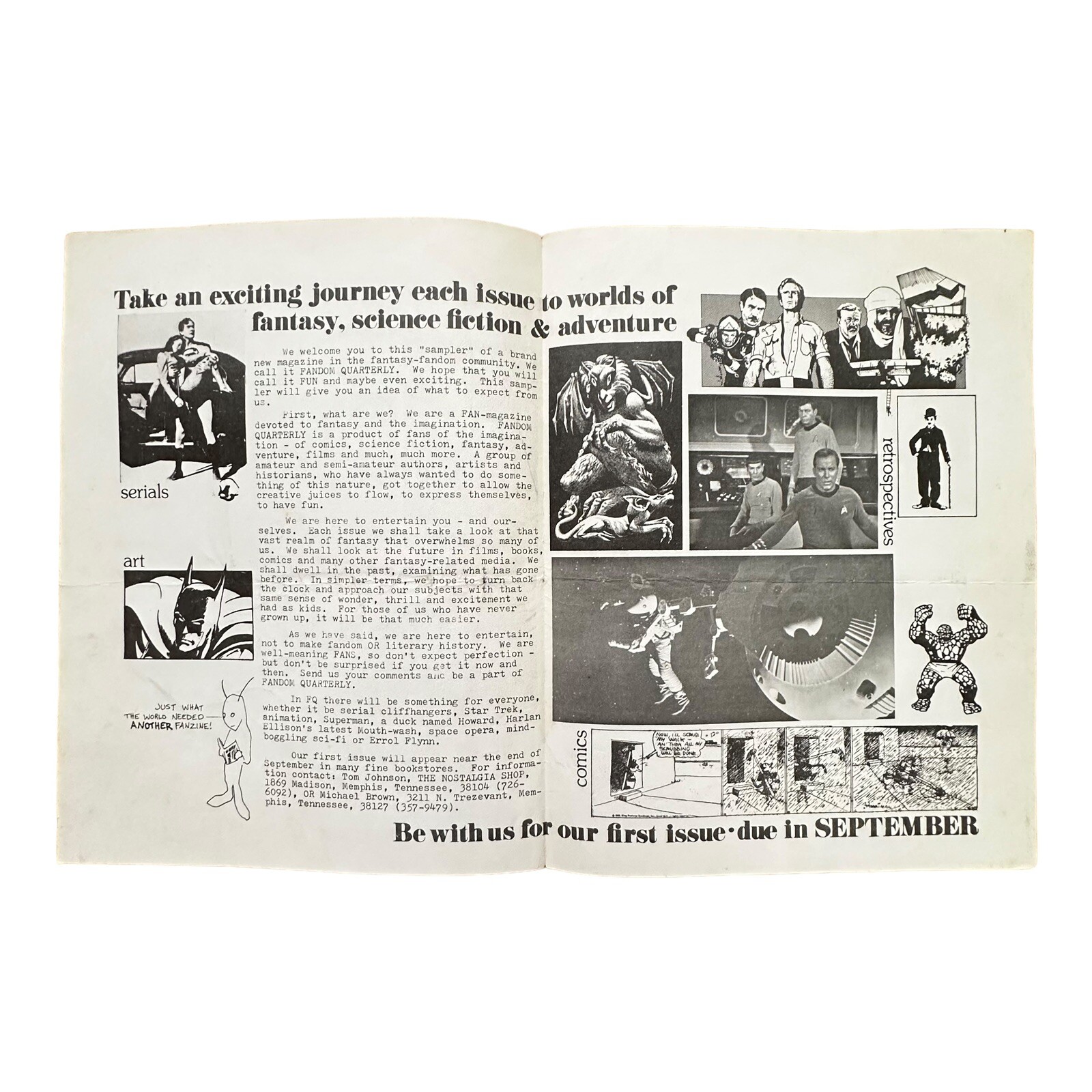 FANDOM QUARTERLY Comics SciFi Magazine Fanzine Promo Sampler Pamphlet Memphis TN