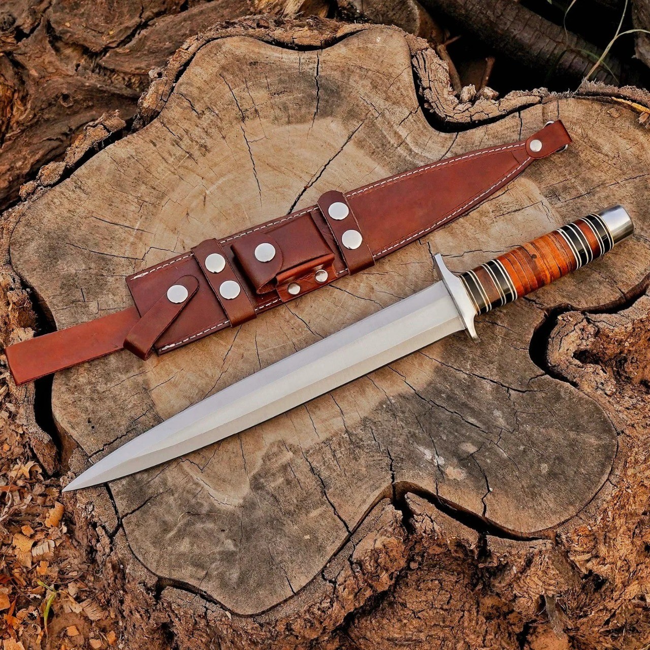 17” ARKANSAS TOOTHPICK CUSTOM HANDMADE D2 STEEL HUNTING DAGGER KNIFE WITH SHEATH