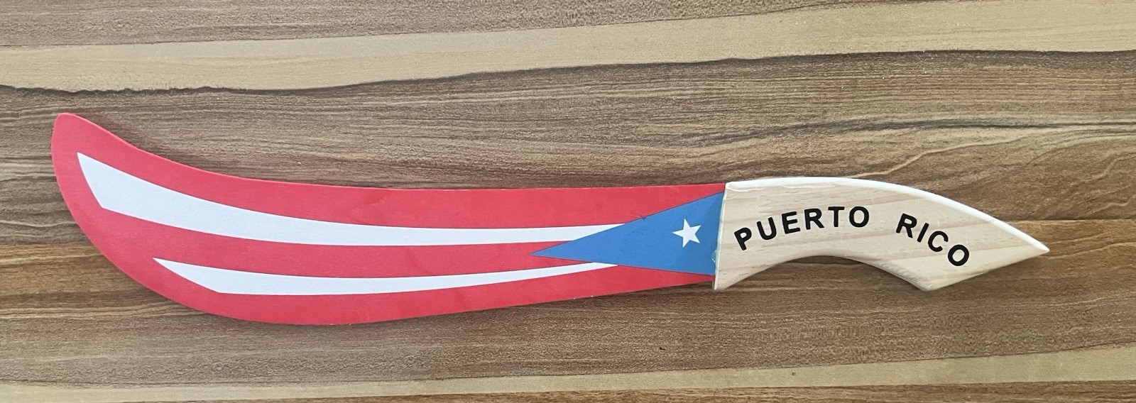 Machete De Puerto Rico 22” X 3”. Wooden Machete Souvenir With Puerto Rico Flag