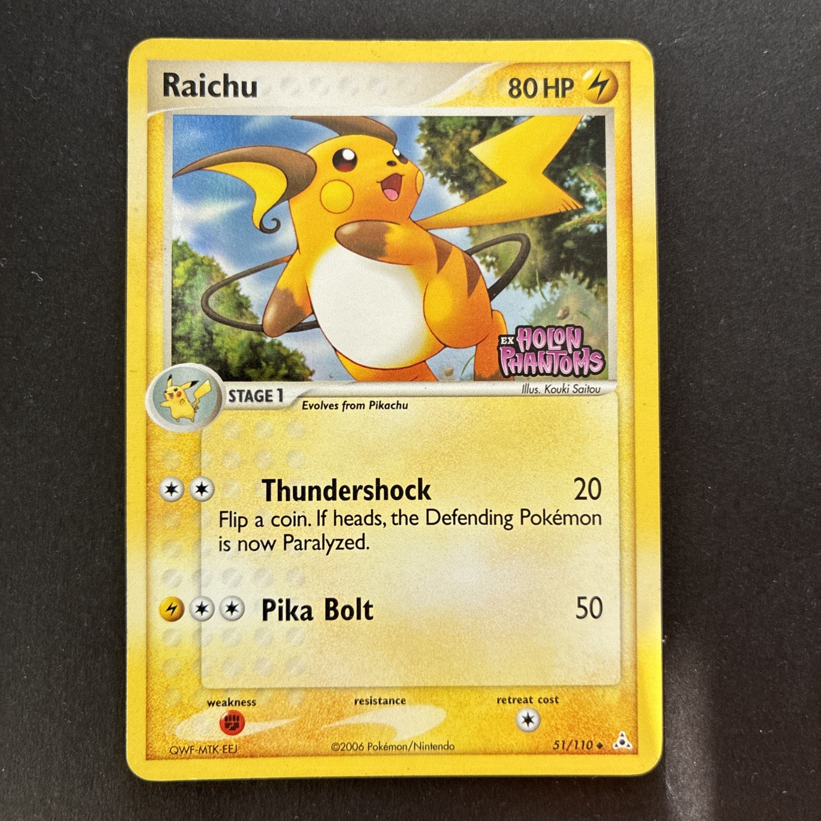 Raichu Reverse Holo 51 Ex Holon Phantoms stamped