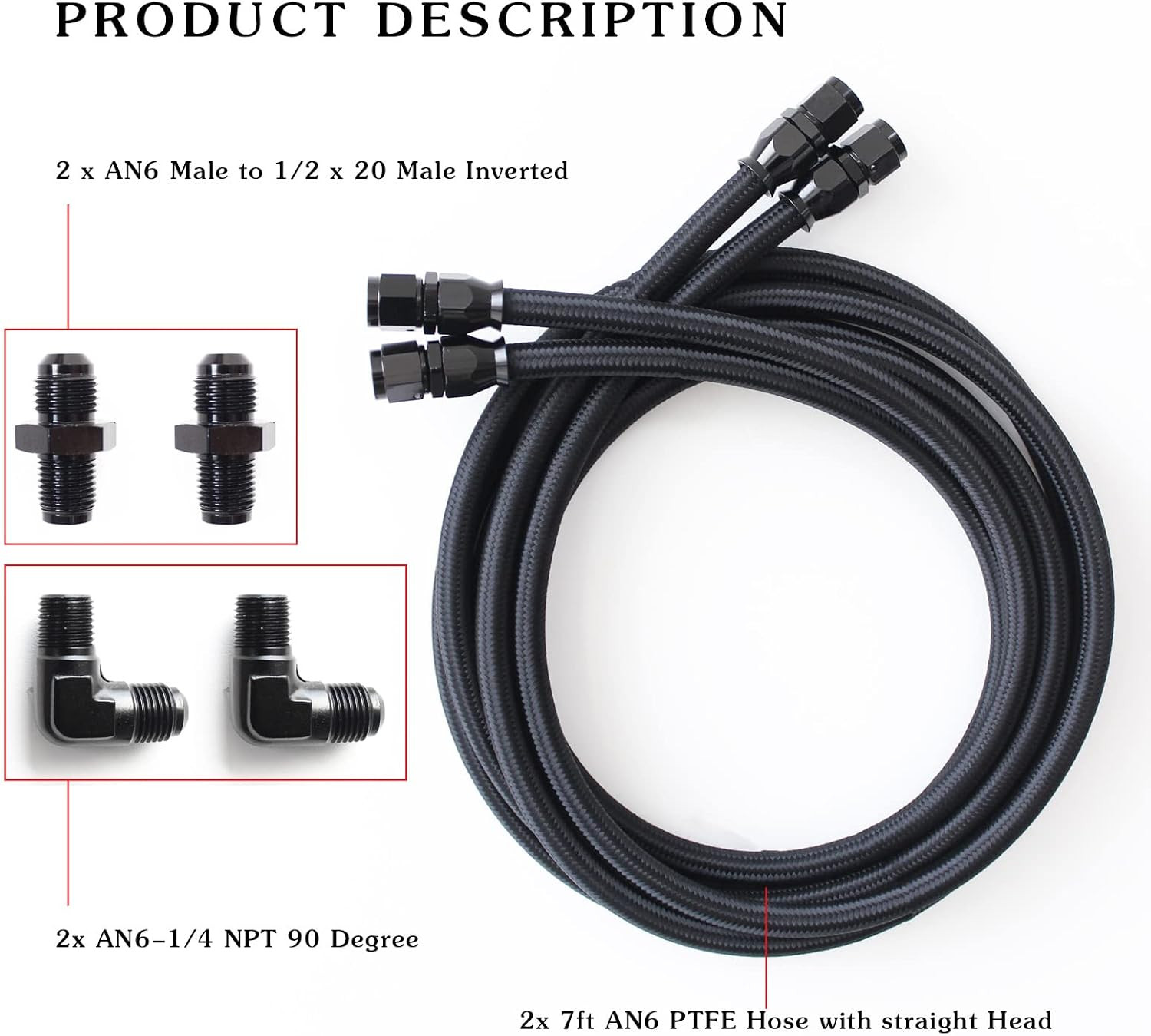 6AN Transmission Cooling Line Hose Compatible with 4L60 700R4 TH350 TH400 7 Ft L