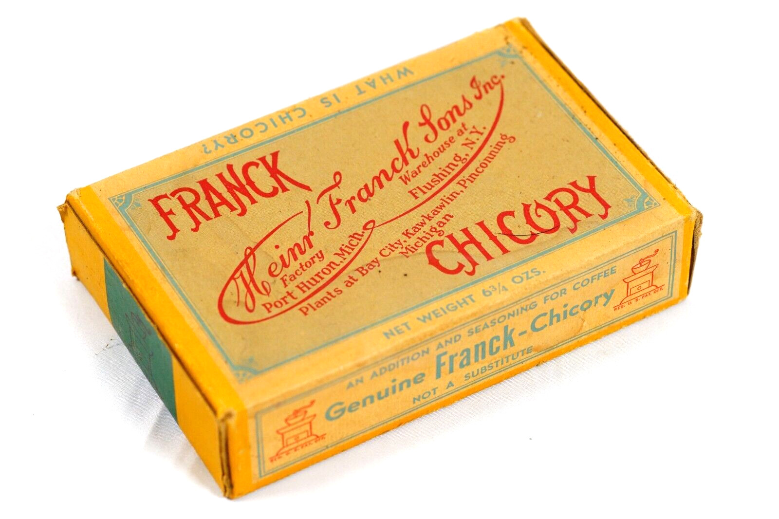 Franck Chicory Heinr Franck & sons Chicory Coffee Spice 1890’s NOS Port Huron MI