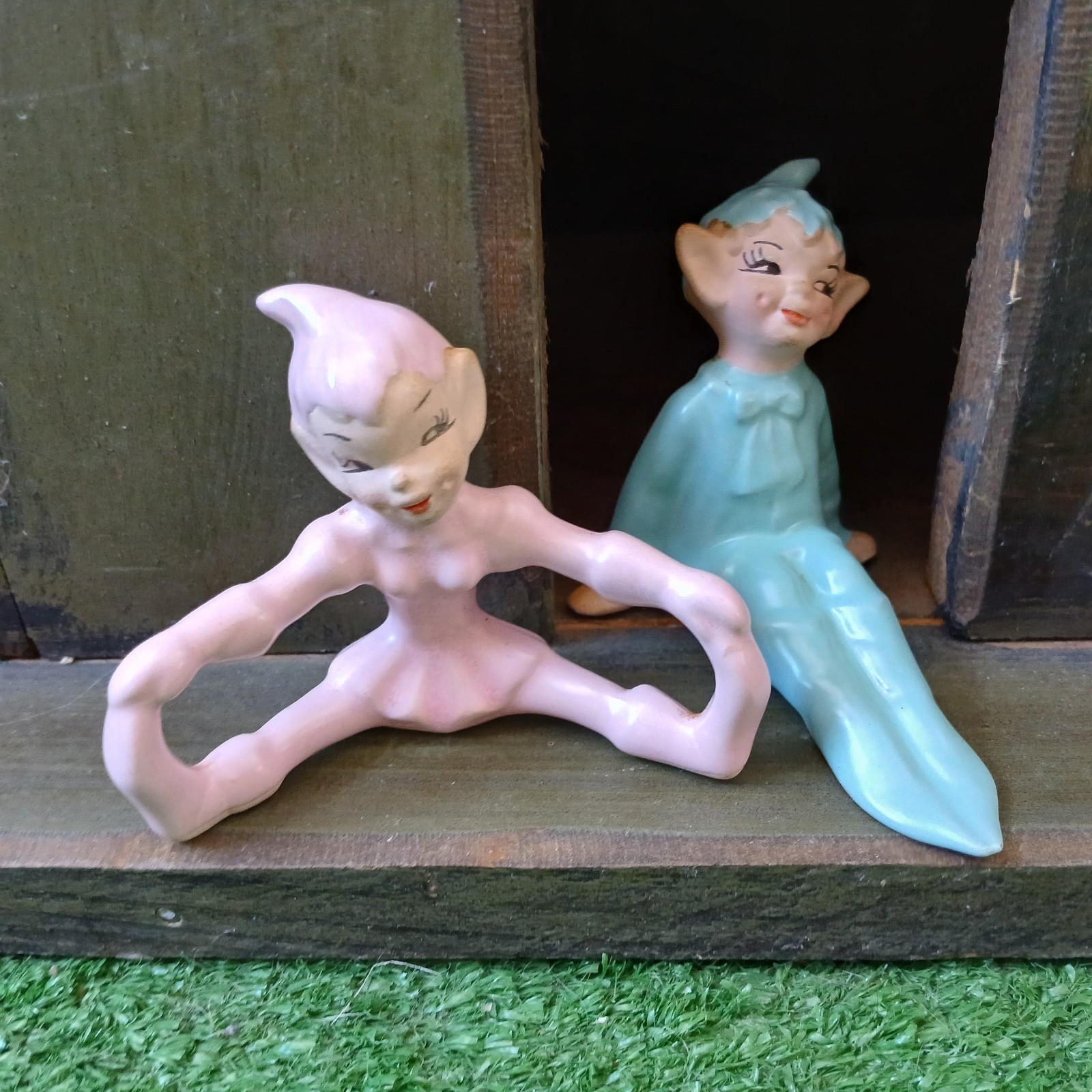 MCM GILNER PIXIE ELFS PINK/ LIGHT BLUE HTF LOT OF 2 READ DESCRIPTION