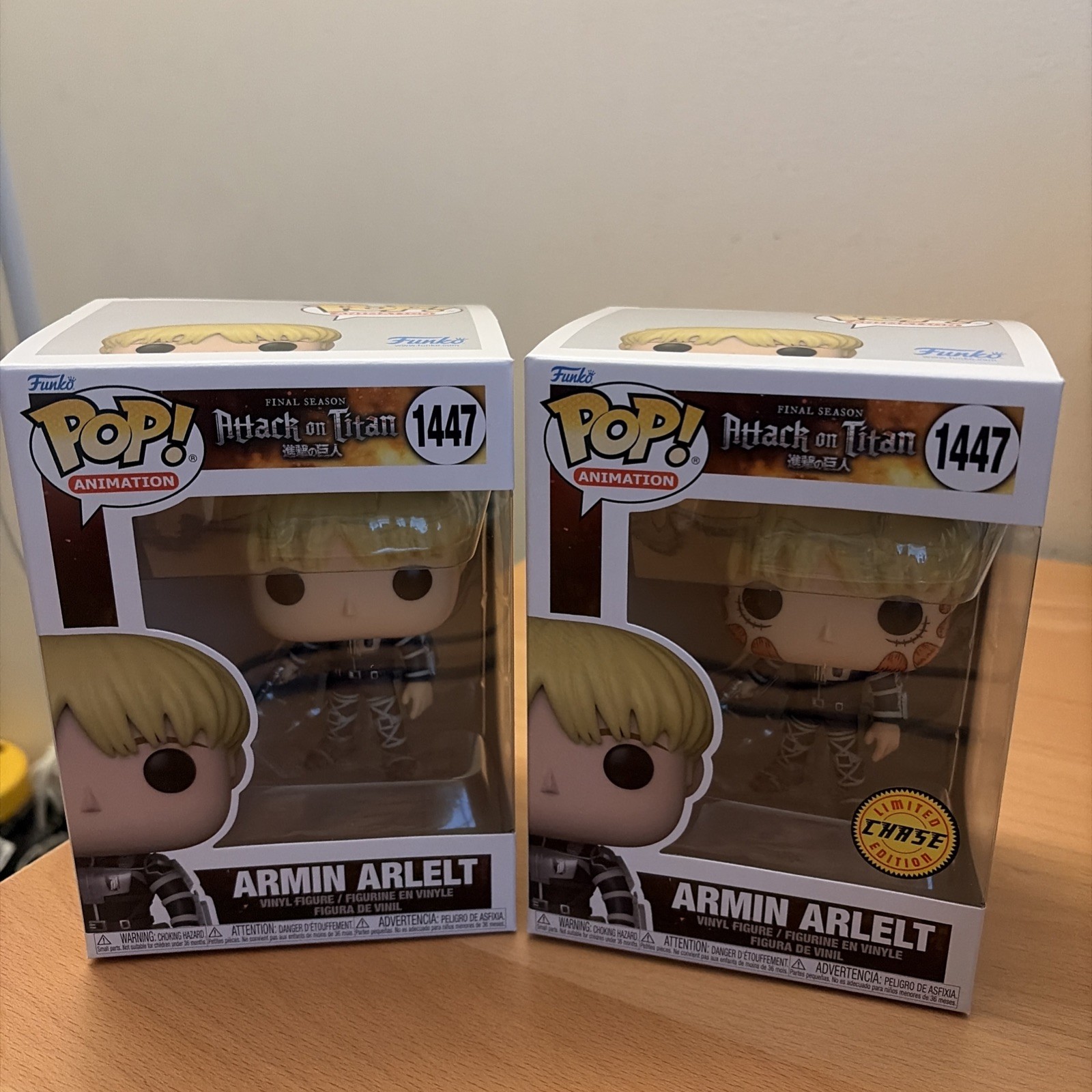Funko Pop! Vinyl: Attack on Titan Armin Arlelt CHASE & COMMON #1447 w/ Protector