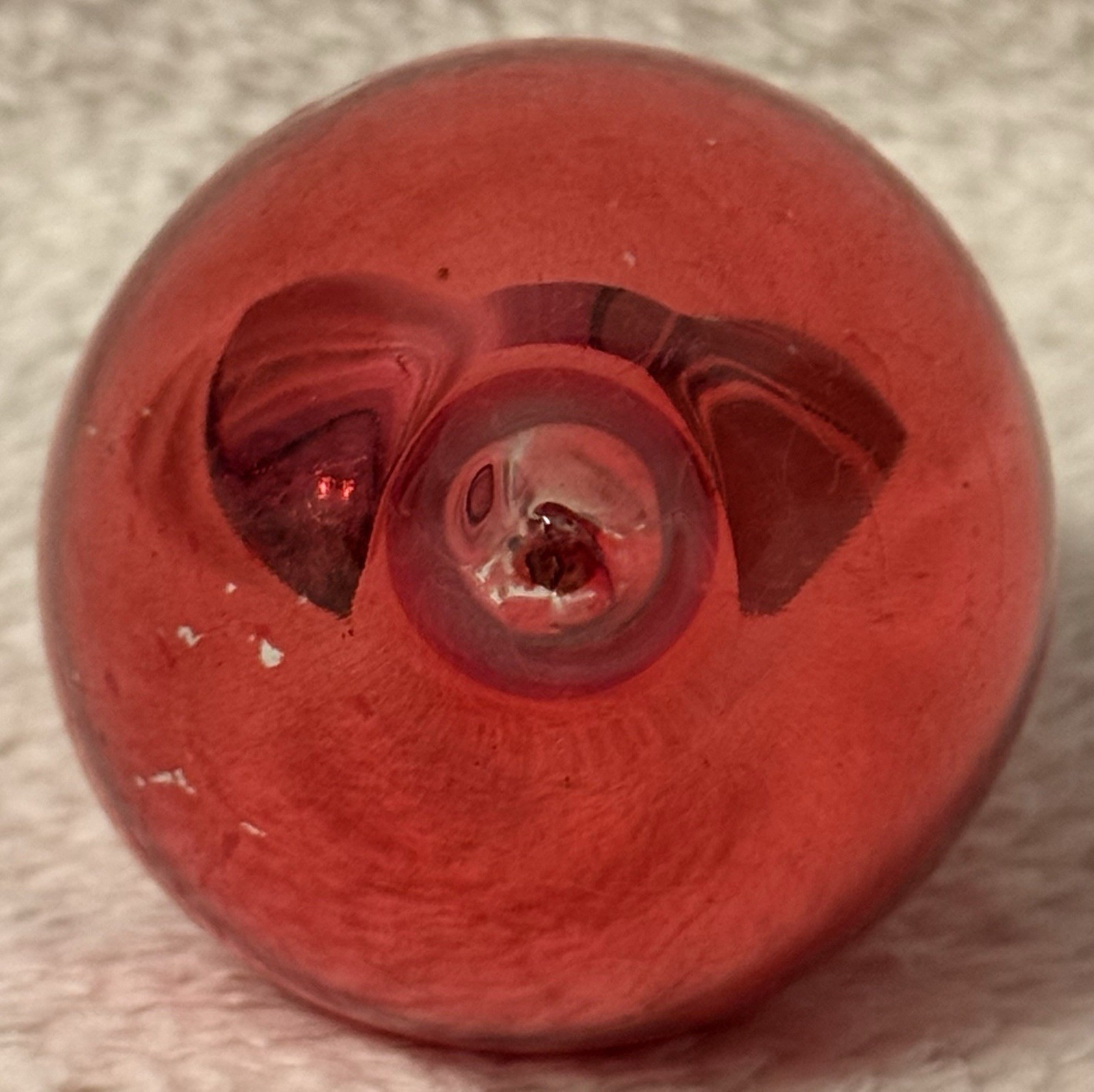 Vintage Large Red Glass Teardrop Heim Christmas Ornament 5.25”