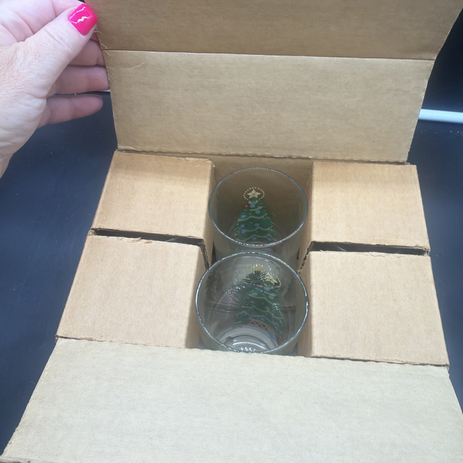 6 VTG Home Interior Christmas Tree Drinking Tumblers Glasses USA Homco NEW IN BX