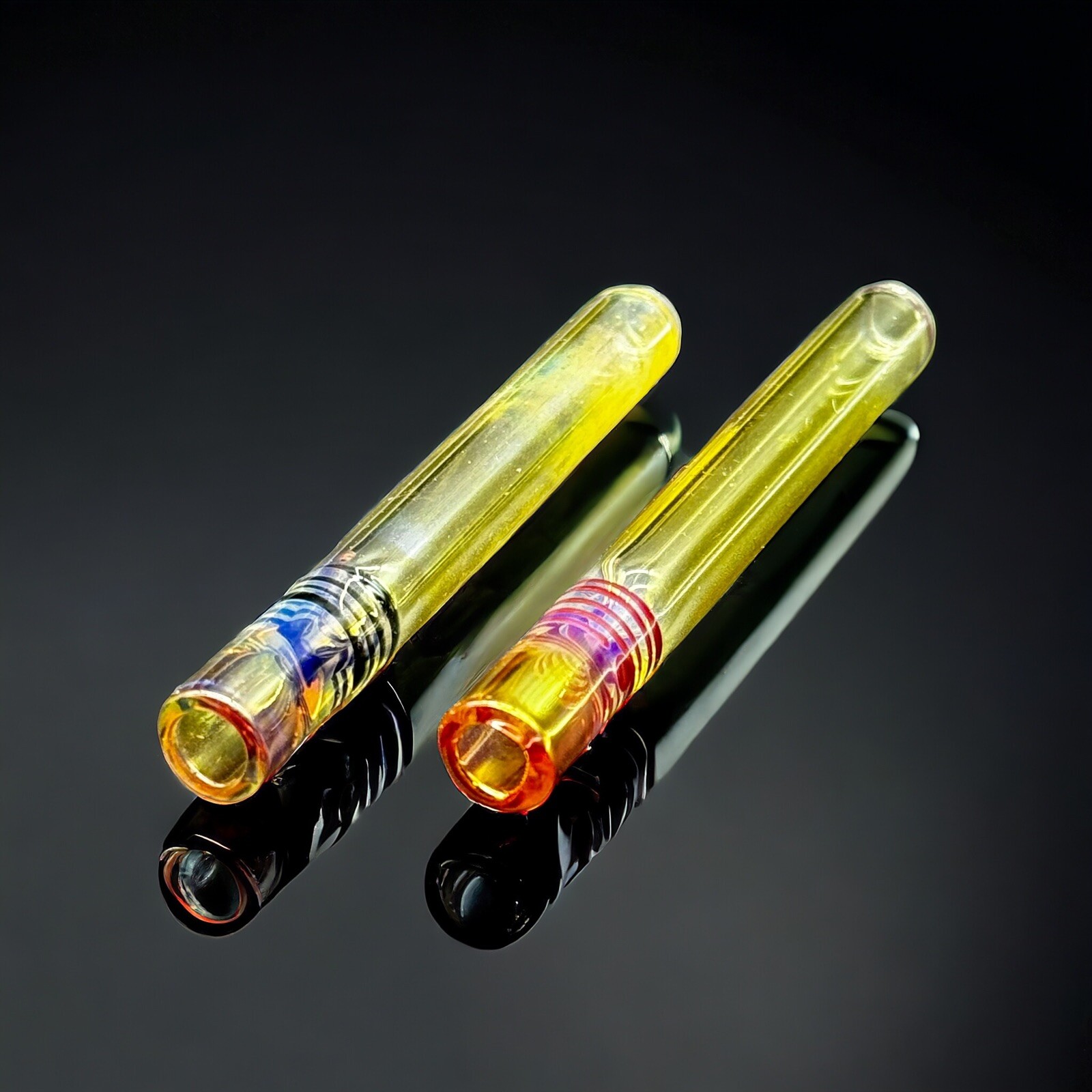 2 Pack: 3″ Golden Glass Tobacco Pipes – Glass One Hitter Chillums For Dugout