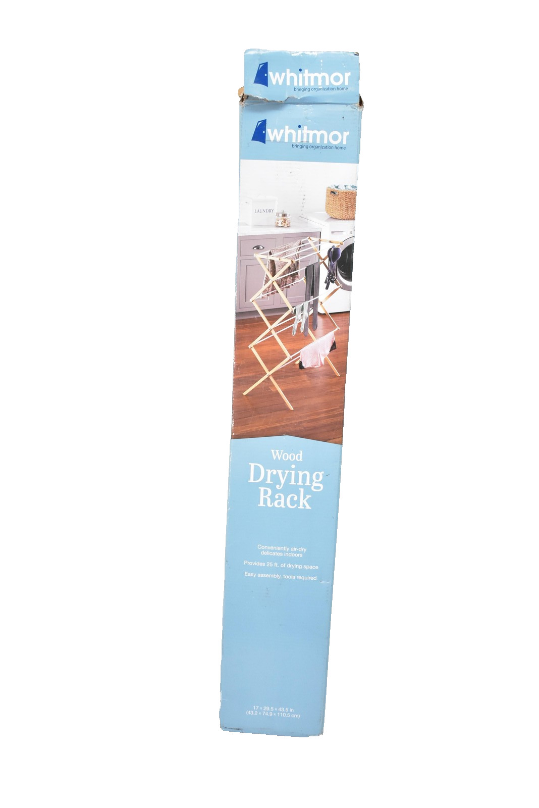 Whitmor Wood Drying Rack 25ft Indoor Laundry Clothes Air Dryer Organizer