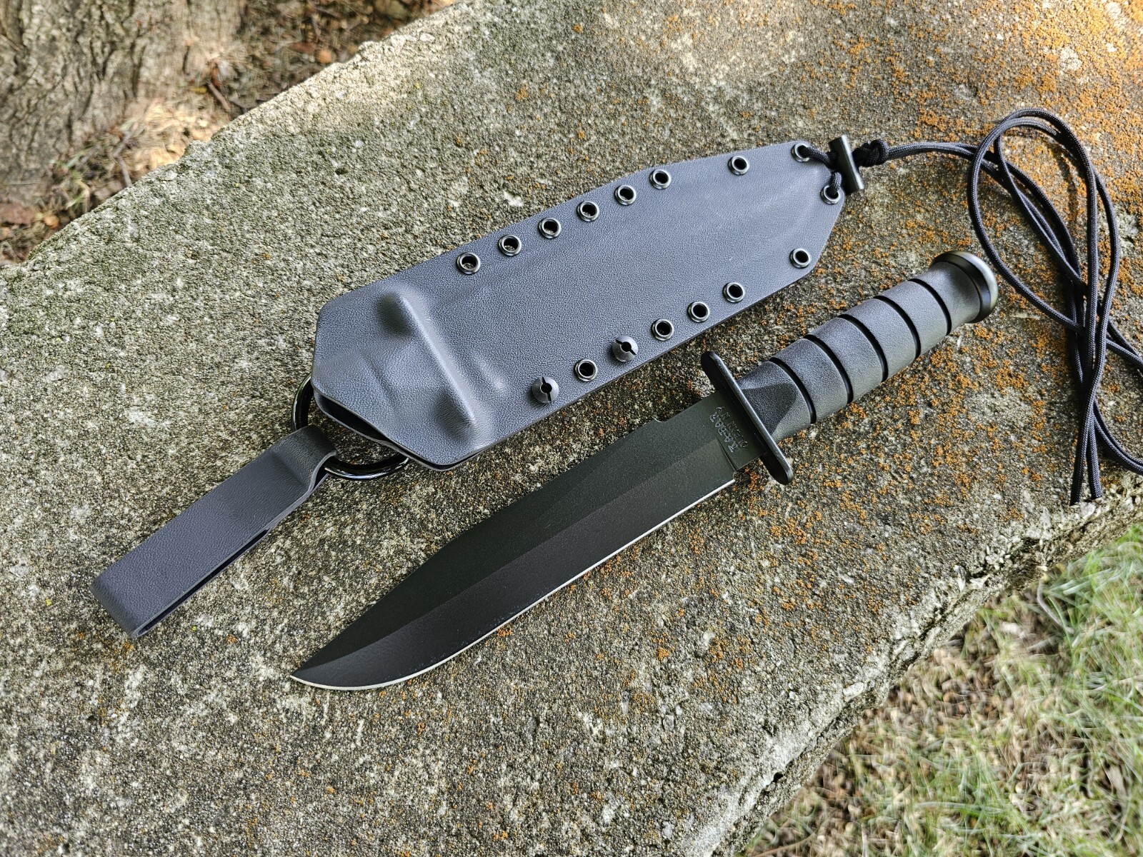 KA-BAR 1269 & 1271 Kydex Sheath, Dangler,mini Ferro Rod, Pancake, Paracord (Blk)