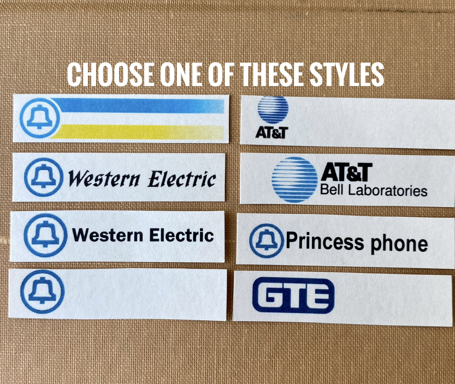 ONE DIAL CARD for push button phone Rectangular Size 3/8” x 1 7/8” Western Elec