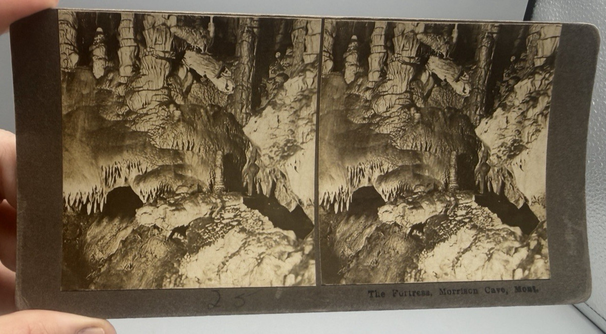 The Fortress, Morrison Cave, Mont. N. A. Forsyth Mont. Stereograph Card