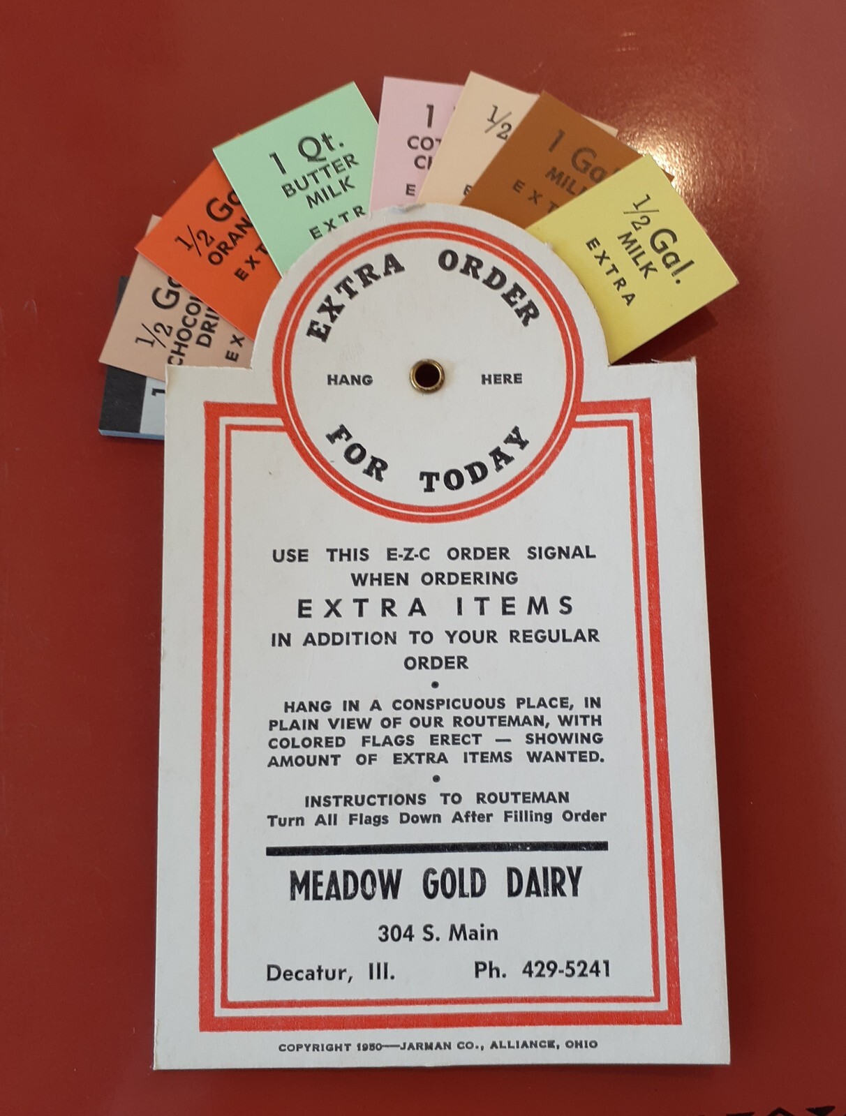 Dated 1950 Vintage MEADOW GOLD Dairy Milk Man order card Decatur IL LQQK!