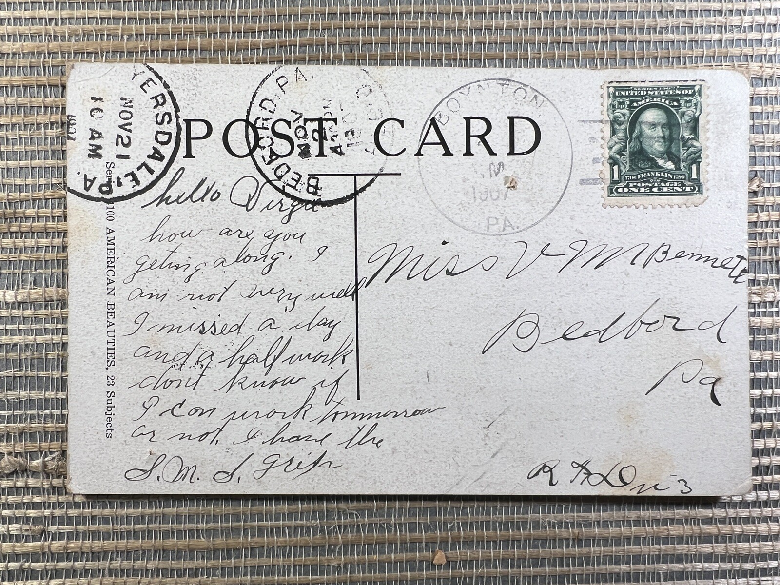 Girl From The Golden West American Beauties Postcard 1907 D Hillson