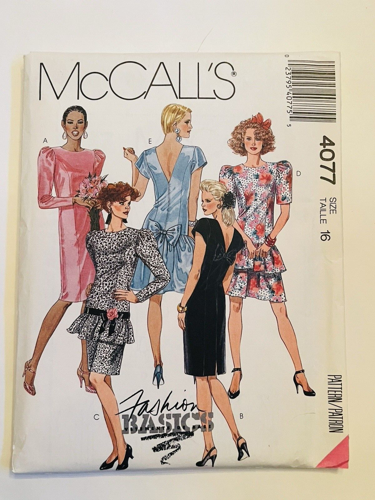Vintage McCall’s Pattern Party Prom Dress Puff Sleeve 1980’s Bow UNCUT Sz 16