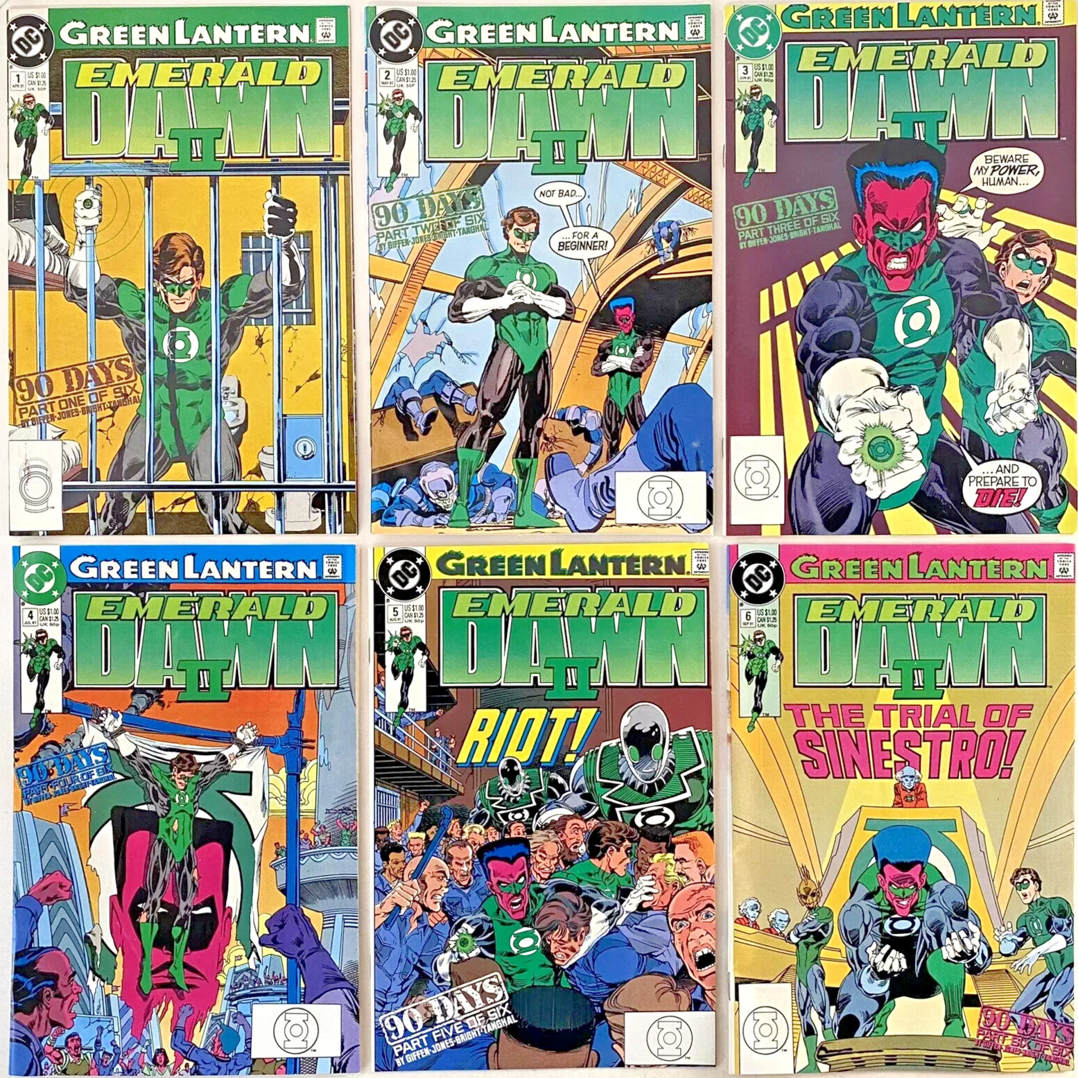 GREEN LANTERN EMERALD DAWN II : 90 DAYS COMPLETE SET 1-6 DC 1991 NICE!!!