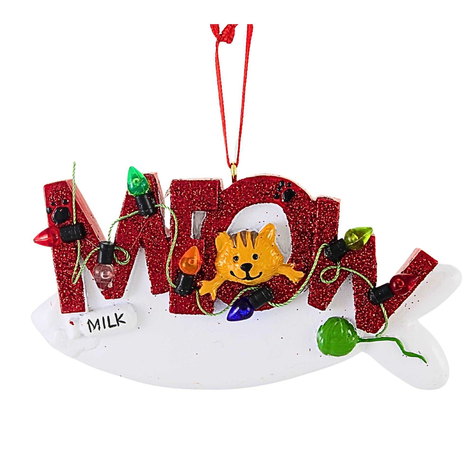 Kurt S. Adler 2.00In Meow Ornament, Polyresin, Fish Spilled Milk Cat A1977