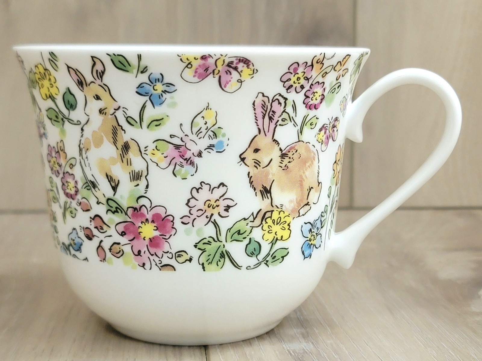 Roy Kirkham Fine Bone China Large Breakfast Cup & Saucer Set Rabbits Floral