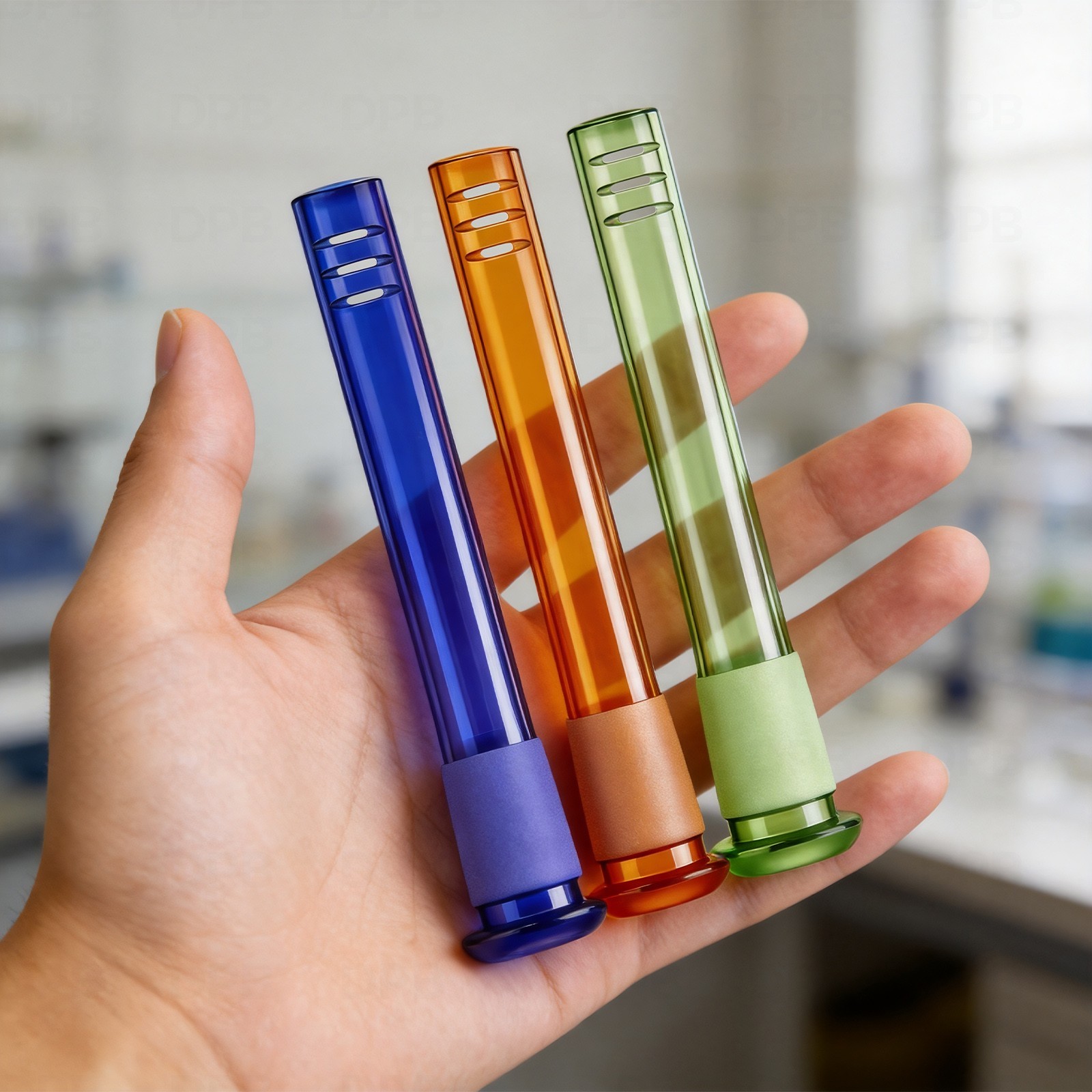 3-Pack 4.3” 14mm Glass Downstem and 14mm Male Bowl Piece for Glass Bong-US SHIP